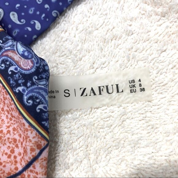 NWOT ZAFUL WOMENS HIGH WAIST RED AND BLUE PAISLEY TIE BIKINI BOTTOMS SIZE SMALL - Picture 2 of 4